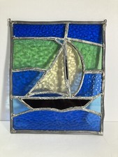 Stained glass sailboat window hanging sun catcher nautical