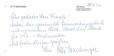 Otto Weidinger-Handwritten Letter (German Waffen-SS) | eBay