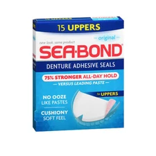 Denture Adhesive Seals Uppers Original Box Of 15 By Sea-Bond