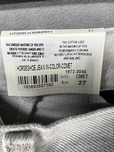 CITIZENS OF HUMANITY Herradura Tiro Alto Pierna Barril Jeans Talla 27 Gris Claro - Imagen 10 de 12