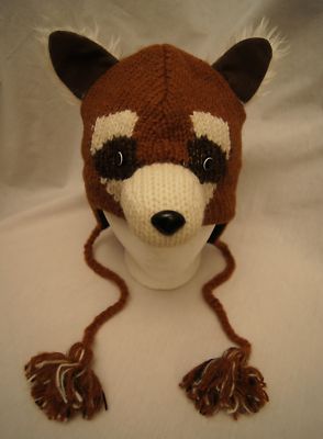deLux RED PANDA HAT knit ADULT raccoon LINED Costume fox bear brown mens womens Red Panda Scarf Hat Hood - Etsy main image 4