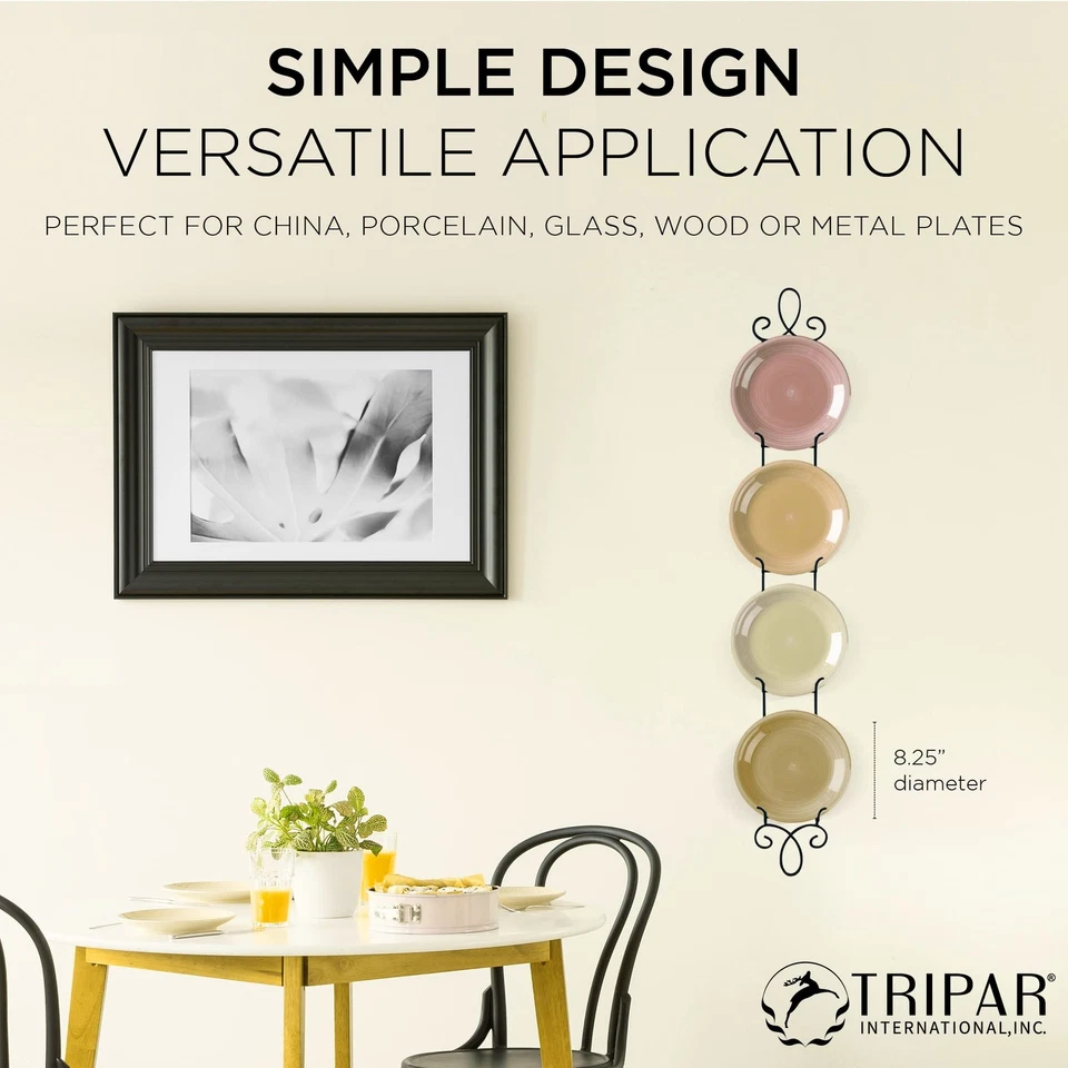 Augusta 4 Tier Vertical Black Plate Rack for Collectible Plates, Plaques, - Image 2 of 4