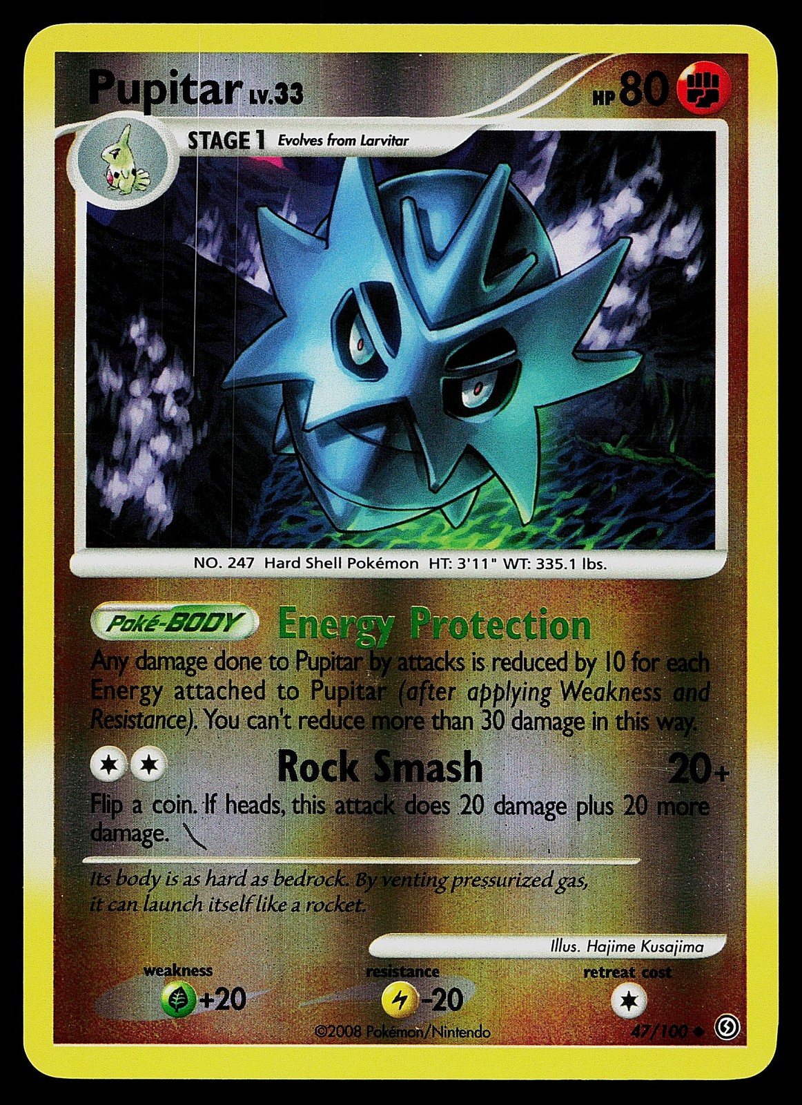 Pokemon Card - Pupitar Stormfront 47/100 Uncommon Reverse Holo