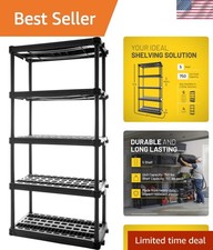 Freestanding 5-Shelf Plastic Shelves - Heavy-Duty, Easy to Store and Assemble