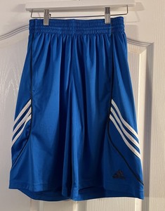Adidas Boys Blue & White Basketball Shorts 23” L from top to bottom. 24” waist