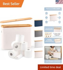 Chic Foldable Toilet Paper Storage for 12 Rolls - Elegant Bamboo Basket, Beige