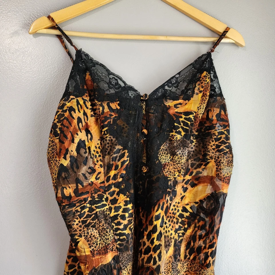 Sexy Camisón Solange Satinado Estampado Animal Encaje Quimise Talla Grande 18/20 Foto 2 de 4