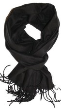 Super Soft Luxurious Classic Cashmere Feel Winter Scarf Solid Black With Gi...