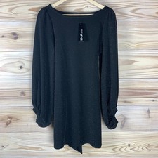INA (i:na) Dress Medium Balloon Sleeve Black Sparkle Mini Occasion Cocktail NWT