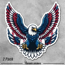Eagle Patriotic Sticker USA American vinyl decal truck car window vehicle 2pk