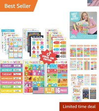 Colorful Toddler Learning Posters - 16 Essential Educational Charts for Ages 1-3