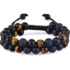 Triple Protection Bracelet for Men Women, Genuine Premium Tiger Large, Black 