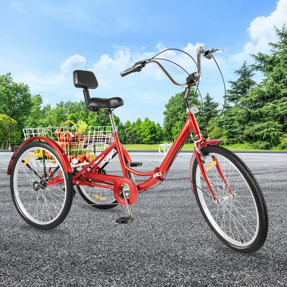 24 Zoll 3-Rad-Fahrräder für Erwachsene mit Getränkehalter und LED Lichtquelle - Bild 2 von 4