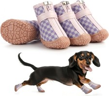 4PCS Waterproof Anti-slip Shoes Boots Paw Protector Hot Pavement Purple Pink,3 