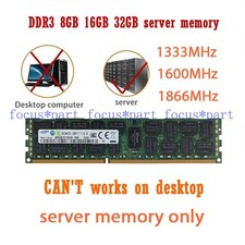 8GB 16GB 32GB 64G DDR3 1333/1600/1866 MHZ ECC REG Server Memory RAM for Dell LOT