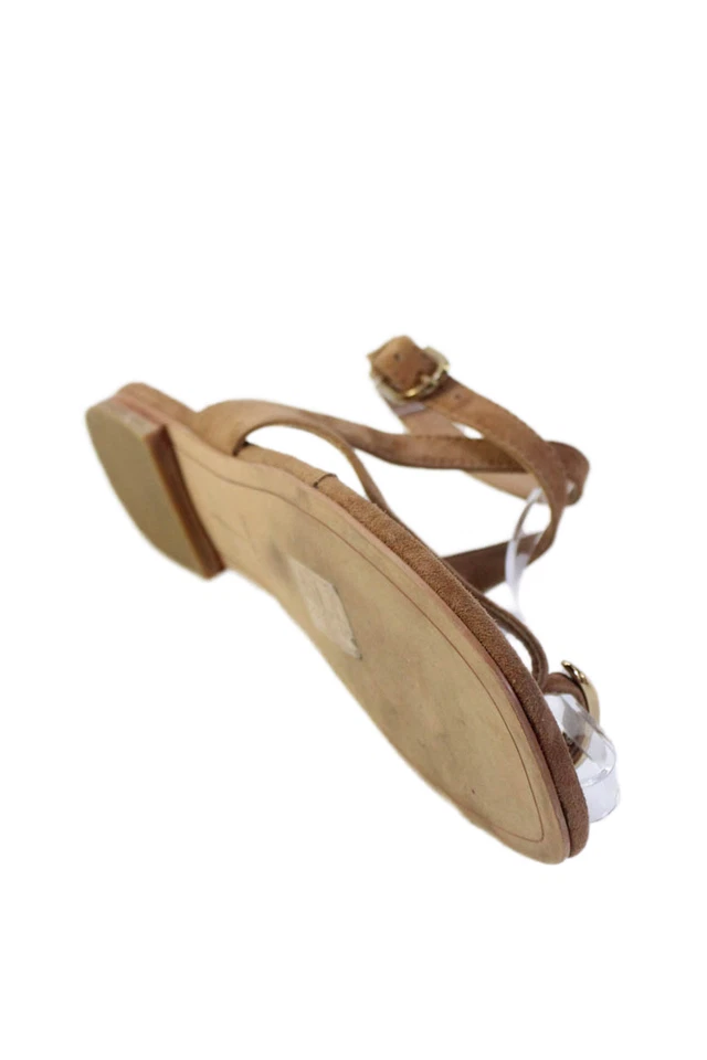 Dolce Vita Womens Suede Gold Tone Toe Ring Slingbacks Sandals Brown Size 8 - Image 4 of 4