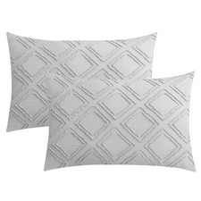 Pillowcases King Size Light Grey 36" x 20" Pack of 2 01 - Light Grey - Grid