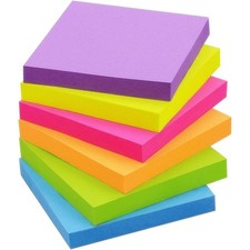 Bright Colors Self-Stick Sticky Notes 3x3 Inch 6 Pack 100 Sheets per Pad 600