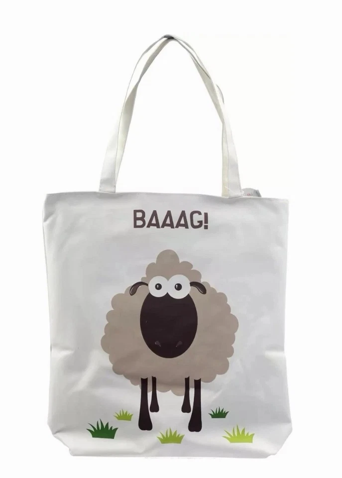 Baag Sheep Cotton Tote Shopping Gift Bag With Zip and Lining - up Design