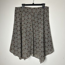 Vtg Dressbarn A-Line Skirt Dark Floral Handkerchief Hem Y2K Forest Fairy Boho 14