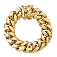 14mm 18k Gold Plated Miami Cuban Link Bracelet Stainless Steel Men’s 6”-10”