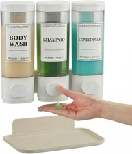 Shampoo and Conditioner Dispenser, Wall-Mounted Shower Soap Dispenser, 3 in 1 No