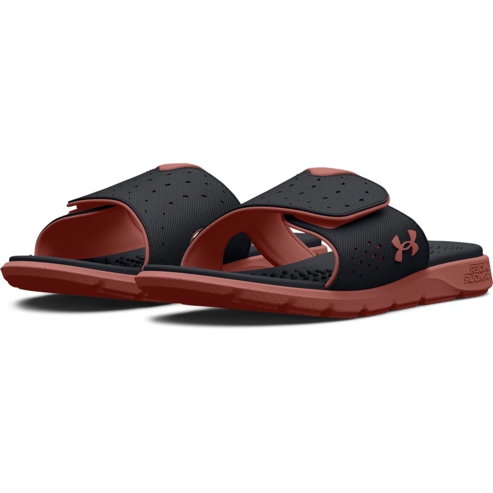 Under Armour 3026027 Women's UA Ignite Pro Slides, Black/Red Fusion, Size 10