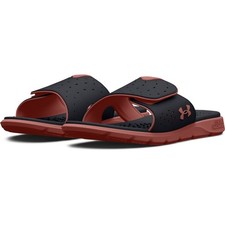 Under Armour 3026027 Women's UA Ignite Pro Slides, Black/Red Fusion, Size 10