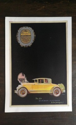 Vintage Marmon Victoria Yellow Car 1920s Four Passengers Full Page Original Ad