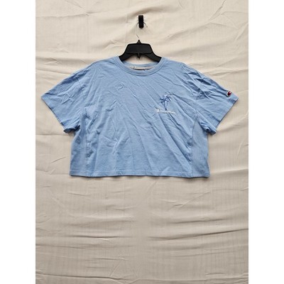Champion Heritage Womens Blue Palm Tree Graphic Cropped T-Shirt CPW261TS39 M