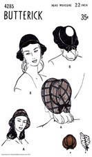BUTTERICK 4285 Pattern Hat Cap Open or Closed 21 or 22 Head