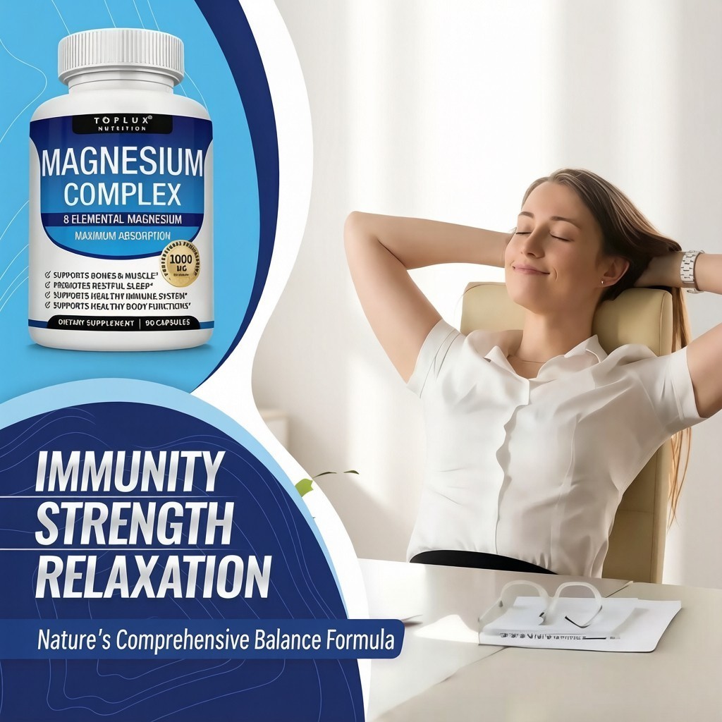 TopLux Magnesium Complex 1000mg, 7 Forms for Sleep and Muscle, 90 Capsules 3