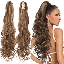 Claw Clip Hair Extensions Ponytail Long Wavy Natural Looking Synthetic Hairpiece