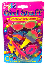 Lisa Frank Girl Stuff Jumbo Eraser Set 1990 Vintage New Sealed
