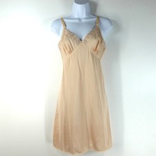 Sears Vtg The Doesn't Slip Full Slip Dress Pink Coquette Floral Embroidered Lace