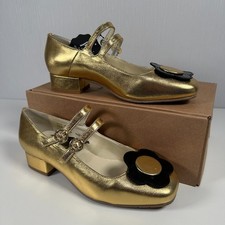 Joanie Nice Mary Jane Heels Women's Gold Patent Leather Shoes RRP £95 Size 5 6 7