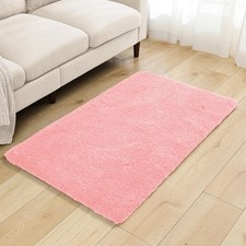 30x50 Inch Pink Bathroom Rug Large Fluffy Microfiber Non Slip Washable Mat