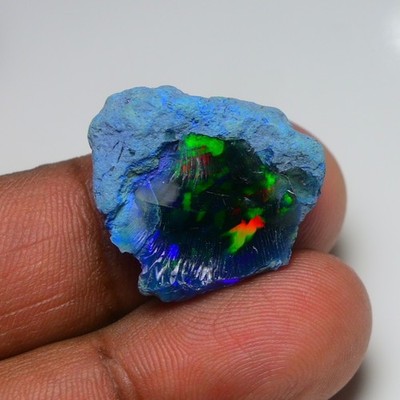 Glatter schwarzer Opal grob 13,40 kt natürlicher äthiopischer Welo Opal roh, ...
