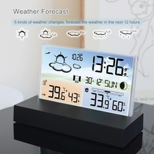 LCD Digital Wireless Weather Station Clock Calendar Thermometer Indoor & Outdoor