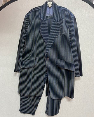 Navy Blue Velvet Pinstripe Zoot Suit Costume 20's 30's 40's Gangster
