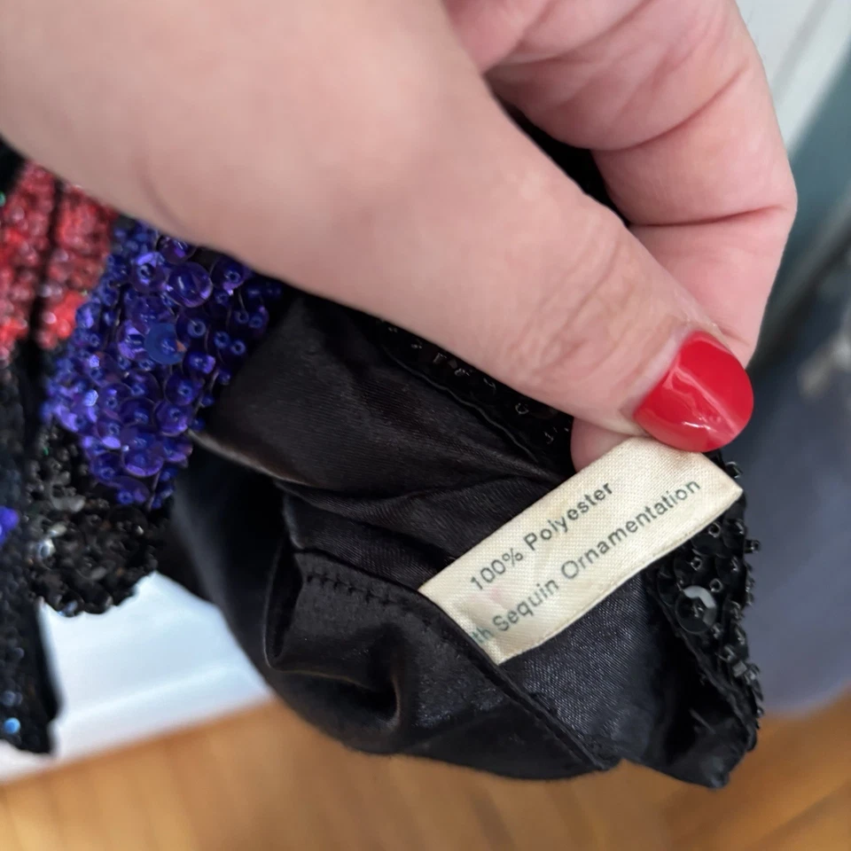 CHALECO VINTAGE MUJER COLORIDO LENTEJUELAS ESTRELLAS TALLA GRANDE AÑOS 80 Foto 4 de 4