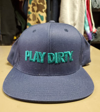 UNDEFEATED " PLAY DIRTY " Dark Blue Teal Script Snapback Hat NOS Skate BMX