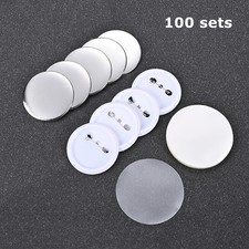 100 Sets 25/32/44mm Blank Button Making Supplies Metal Button Pin Badge Parts