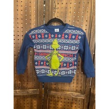 The Grinch Ugly Sweatshirt Kids Size 6 Navy Blue Christmas Holiday Retro
