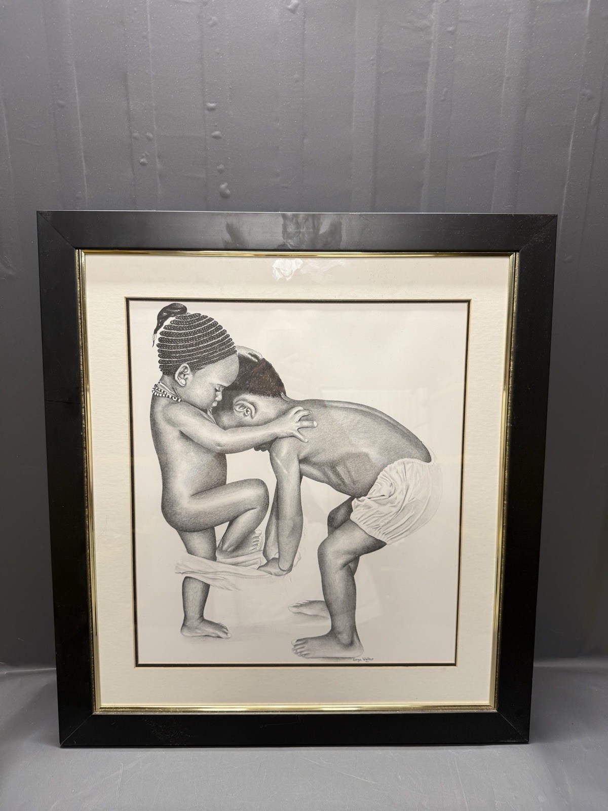 Signed Framed African American Figurative Art Print by Sonya Walker – Children