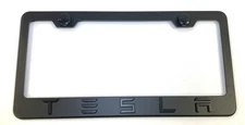 3D Tesla Model 3 6 X Y Emblem Stainless Steel Black License Plate Frame W/ Caps