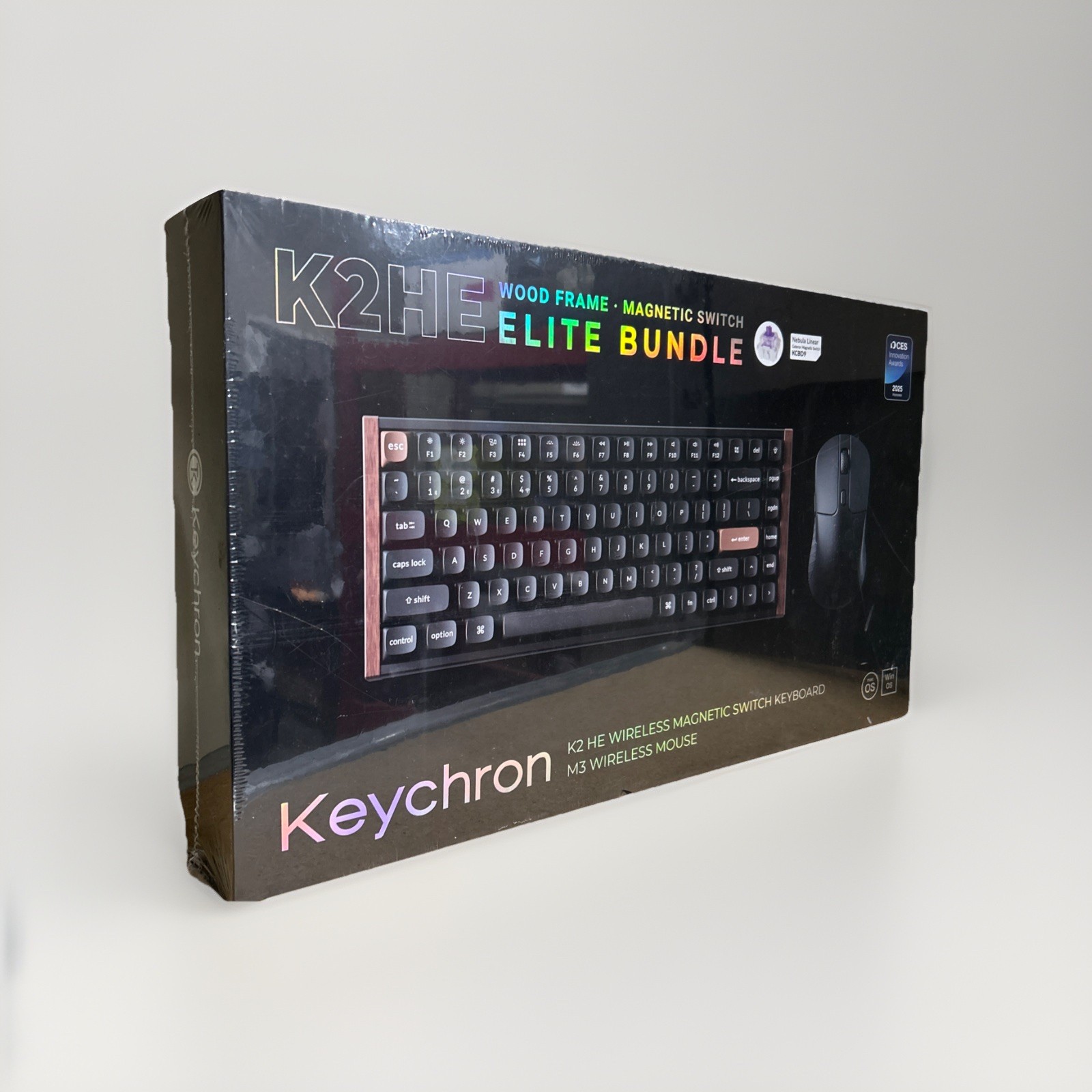 Keychron K2 HE Wood Frame Wireless Magnetic Switch Keyboard Mouse...