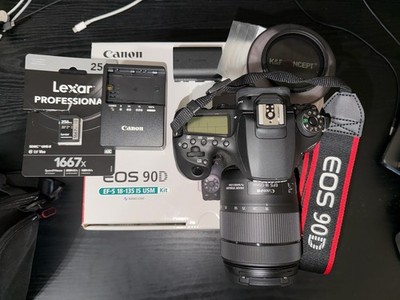 Canon EOS 90D DSLR + EF-S 18 135mm IS USM Lens   Boxed Bundle