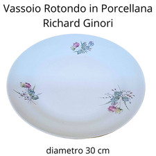 Vassoio in Porcellana Rotondo  30 cm Disegno Floreale Richard Ginori Originale
