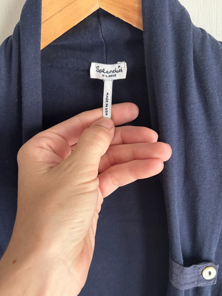 Splendid Cardigan T-Shirt Sweater Navy Blue Short Sleeve Open Front Duster XL - Image 3 of 4